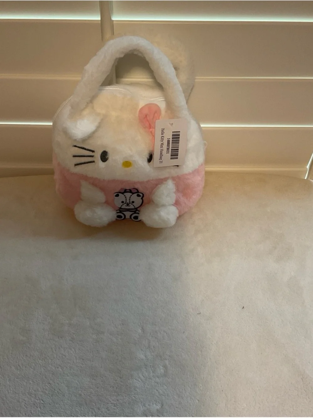 Plush Pink & White Kitty Kids Handbag - Cute Bunny Design